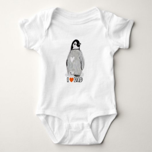 Baby Penguin hart I Love dad to shirt vest sleeper (Voorkant)