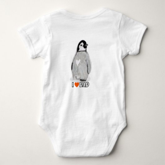 Baby Penguin hart I Love dad to shirt vest sleeper (Achterkant)