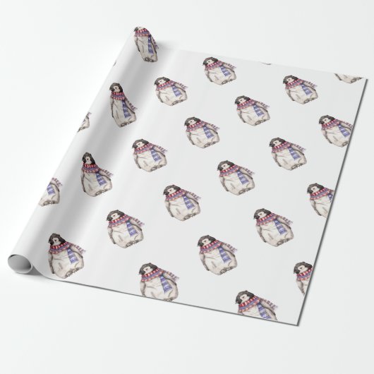 Baby Penguin in Scarf Cadeaupapier (Uitgerold)