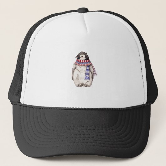 Baby Penguin in Scarf Trucker Pet (Voorkant)