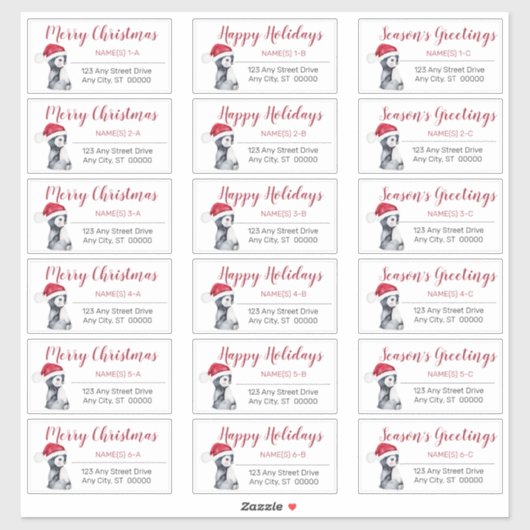 Baby Penguin | KerstkerstAdresetiketten met kerstm Sticker (Vel)