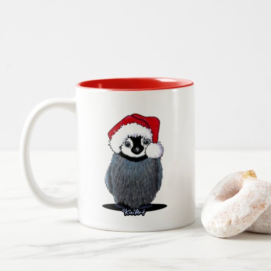 Baby Penguin-kerstMok Tweekleurige Koffiemok (Met donut)