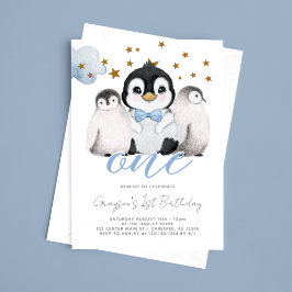 Baby Penguin Kinder Eerste Eerste Uitnodiging