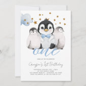 Baby Penguin Kinder Eerste Eerste Uitnodiging (Voorkant)