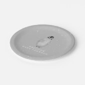 Baby Penguin Neutral Grey Winter Baby shower Papieren Bordje (Gekanteld)
