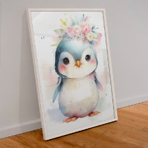 Baby Penguin Nursery Poster