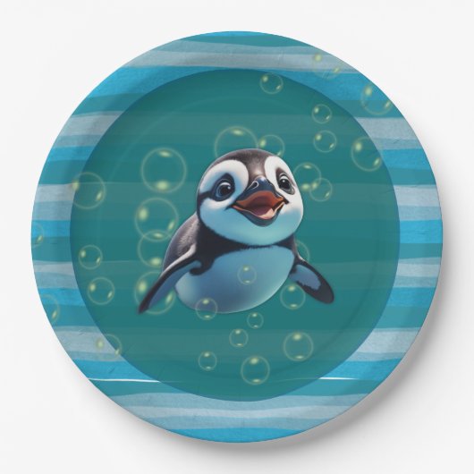 Baby Penguin Paper Plate Papieren Bordje (Voorkant)