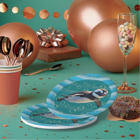 Baby Penguin Paper Plate Papieren Bordje (Multi)