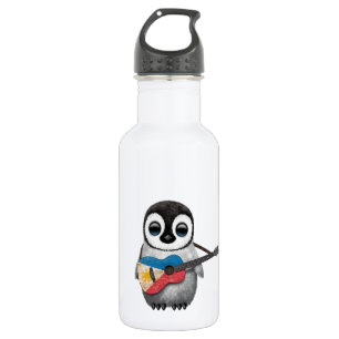 Baby Penguin Plays Filipino Flag Guitar Waterfles