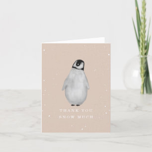 Baby Penguin Roze Meisje Winter Baby shower Dank Bedankkaart