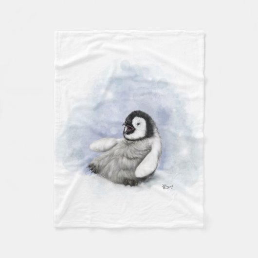 Baby Penguin Slipping Fleece Deken (Voorkant)
