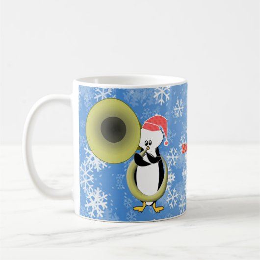 Baby Penguin Tuba Kerstmis Mok (Links)