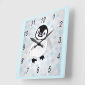 Baby Penguin Wall Clock Vierkante Klok (Hoek)