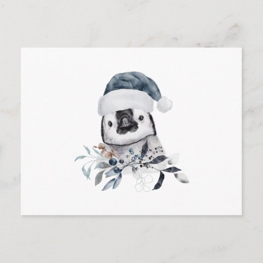 Baby Penguin Wearing Kerstmis Pet Briefkaart (Voorkant)