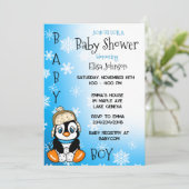 Baby Penguin Winter Baby shower Kaart (Staand voorkant)