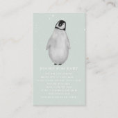 Baby Penguin Winter Blue Baby shower Book Request Informatiekaartje (Voorkant)