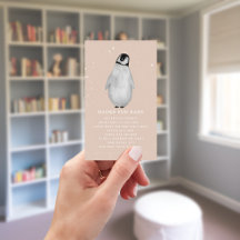 Baby Penguin Winter Pink Baby shower Book Request