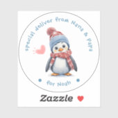 Baby Penguin Wit Kerstmisetiket voor Jonge geitjes Sticker (Vel)
