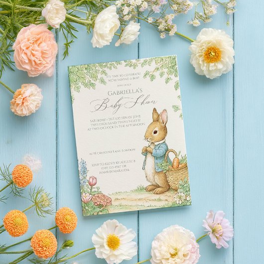 Baby Peter Rabbit Garden Baby shower Kaart