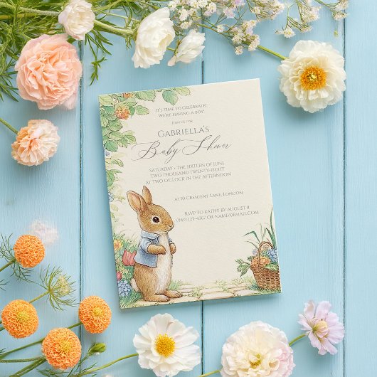 Baby Peter Rabbit Garden Baby shower Kaart
