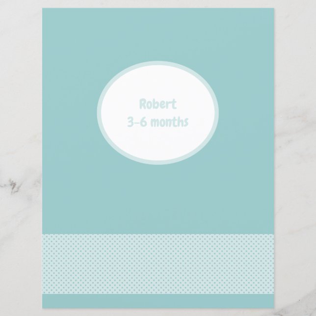 Baby Photo Album Divider Page - Blue Gingham (Voorkant)