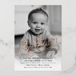 Baby Photo Baptisme Roos Gold Folie Uitnodiging