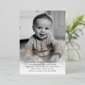 Baby Photo Baptisme Roos Gold Folie Uitnodiging (Staand Voorkant)