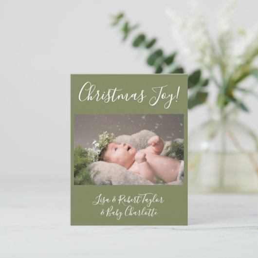 Baby Photo Christmas Joy Holiday Feestdagenkaart (Staand voorkant)