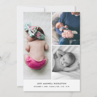 Baby Photo Collage Geboorteaankondiging Elegant Aankondiging