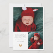 Baby Photo Collage Moderne Hart Kalligrafie Geboor Aankondiging (Achterkant)