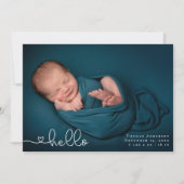 Baby Photo Collage Moderne Hart Kalligrafie Geboor Aankondiging (Voorkant)