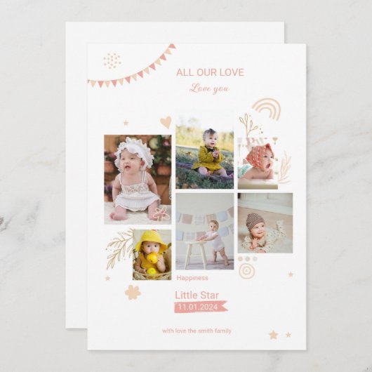 Baby Photo Collage sjabloon (Voorkant / Achterkant)
