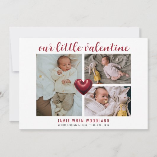 Baby Photo Collage Valentijns's geboorteaankondigi (Voorkant)