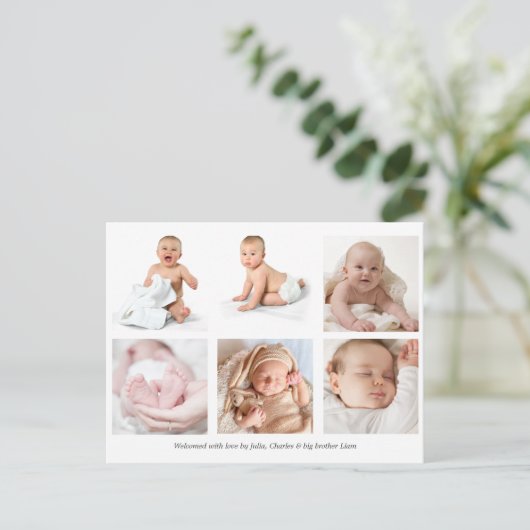 Baby Photo Collage Welkom Kaart (Staand voorkant)