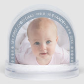 Baby Photo Dusty Blue Arch Snowflakes Christmas Sneeuwbol (Voorkant)