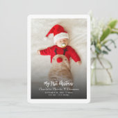Baby Photo First Birth Stats Christmas Feestdagenkaart (Staand voorkant)