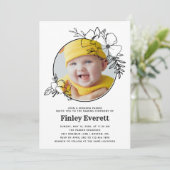 Baby Photo Floral Lijst Naming Ceremony Kaart (Staand voorkant)