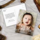 Baby Photo Handlettering Thank you Modern Birth Aankondigingskaart