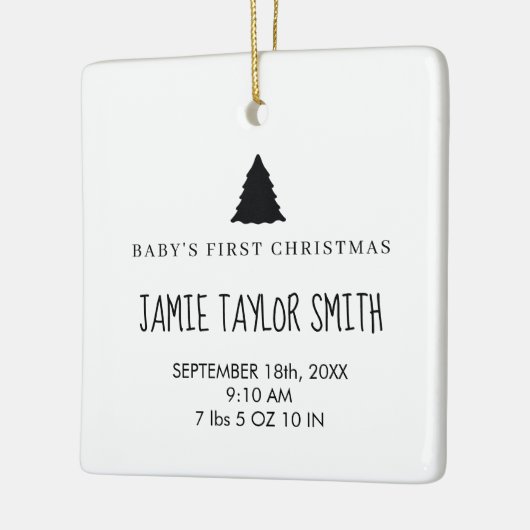 Baby Photo KeepSake Naam Geboortedatum statistieke Keramisch Ornament (Links)