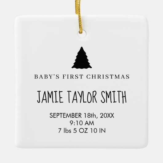 Baby Photo KeepSake Naam Geboortedatum statistieke Keramisch Ornament (Voorkant)