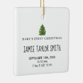 Baby Photo Keepsake Naam Geboortedatum Stats Xmas Keramisch Ornament (Rechts)
