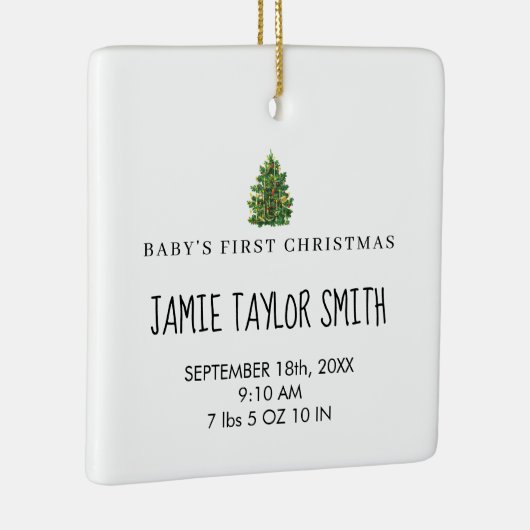 Baby Photo Keepsake Naam Geboortedatum Stats Xmas Keramisch Ornament (Rechts)