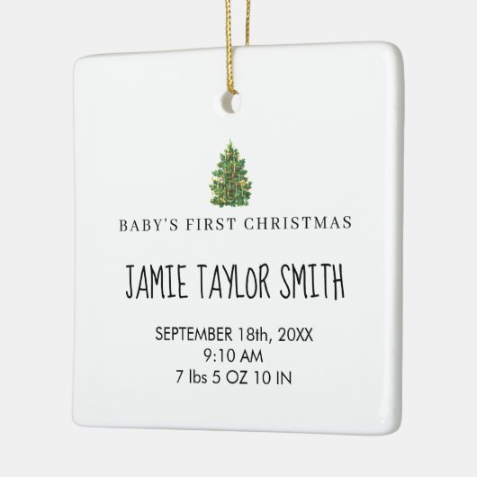 Baby Photo Keepsake Naam Geboortedatum Stats Xmas Keramisch Ornament (Links)