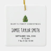 Baby Photo Keepsake Naam Geboortedatum Stats Xmas Keramisch Ornament (Voorkant)
