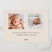 Baby Photo Modern Silver Foil Aankondiging van geb (Achterkant)