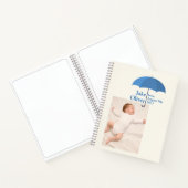 Baby Photo, Name, Date, Blue Umbrella Notitieboek (Binnen)