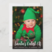 Baby Photo Santa's Cutest Elf Script Fun Christmas Feestdagenkaart (Voorkant)