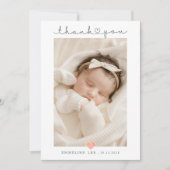 Baby Photo Thank You Script Heart Birth Aankondiging (Voorkant)