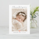 Baby Photo Thank You Script Heart Birth Aankondiging (Staand voorkant)