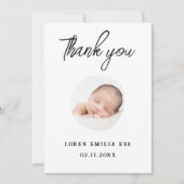 Baby Photo Thank You Script Heart Birth Aankondiging (Voorkant)